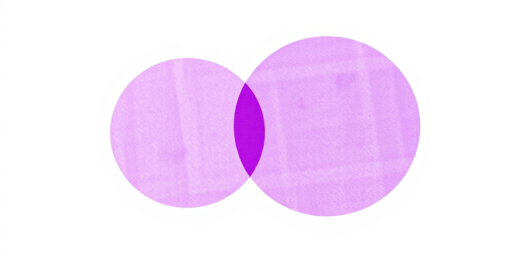 Create a vibrant illustration of two purple circles with a textured, sketched appearance on a white background, using a digital art style with high resolution, and simulate settings of a DSLR camera, f/8 aperture, 50mm lens, natural light, capturing depth and contrast to enhance the quality of the image.