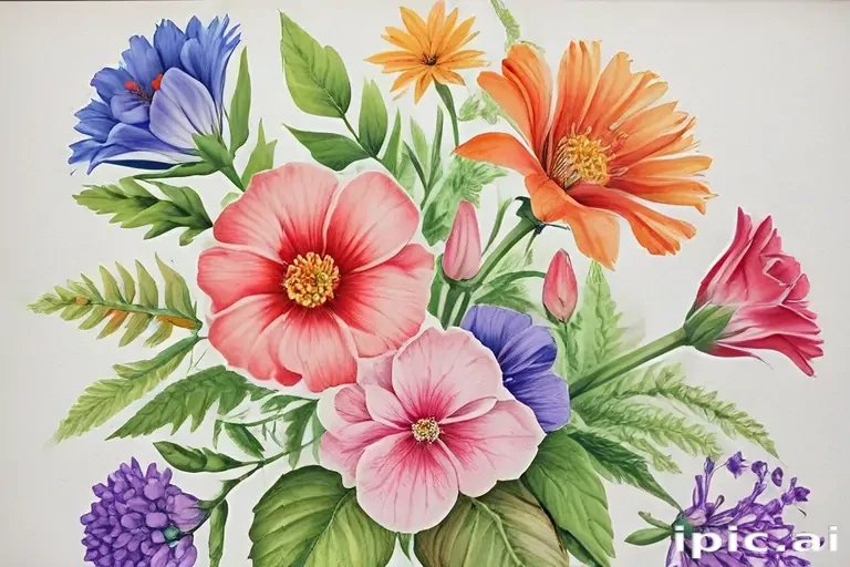 drawings of flowers in color