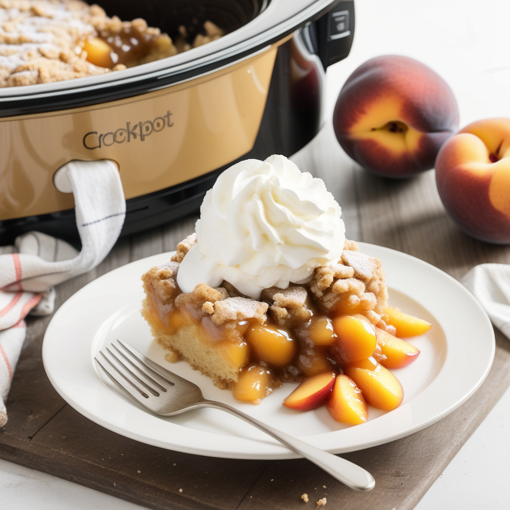 crockpot peach cobbler cake mix