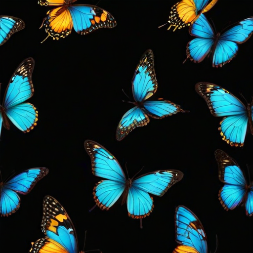 butterflies in black background