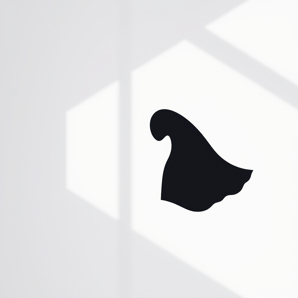 Generate an image of a minimalist black silhouette artwork on a white background, shot with a Canon EOS R5, 50mm lens, aperture f/1.8, ISO 100, natural light, top-down view, sharp focus.