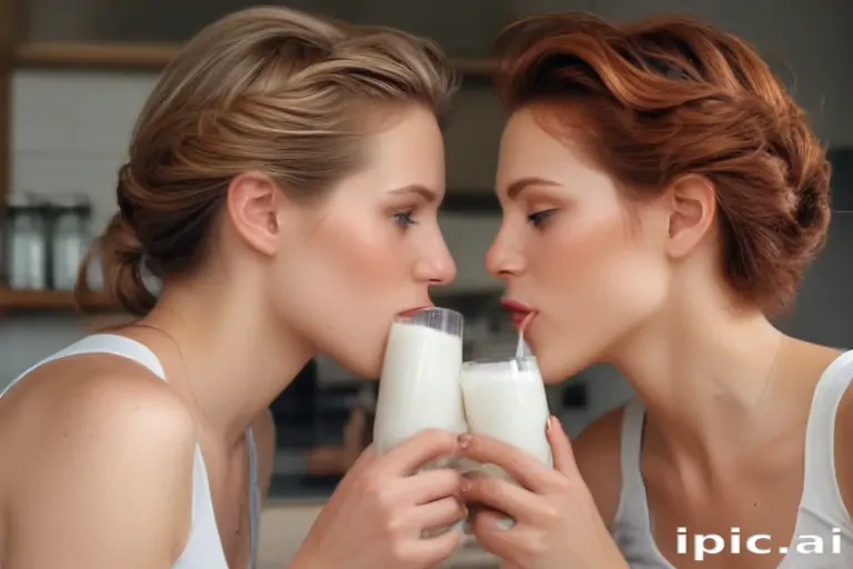 lesbians drinking milk