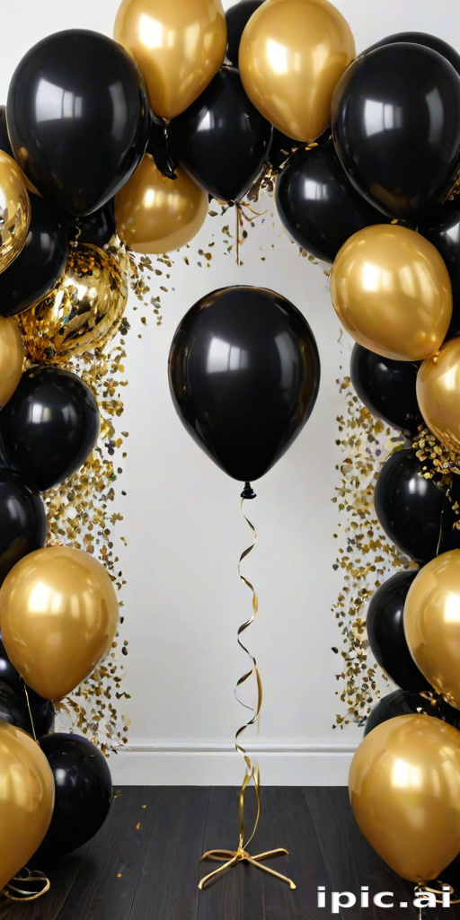 black and gold balloons png
