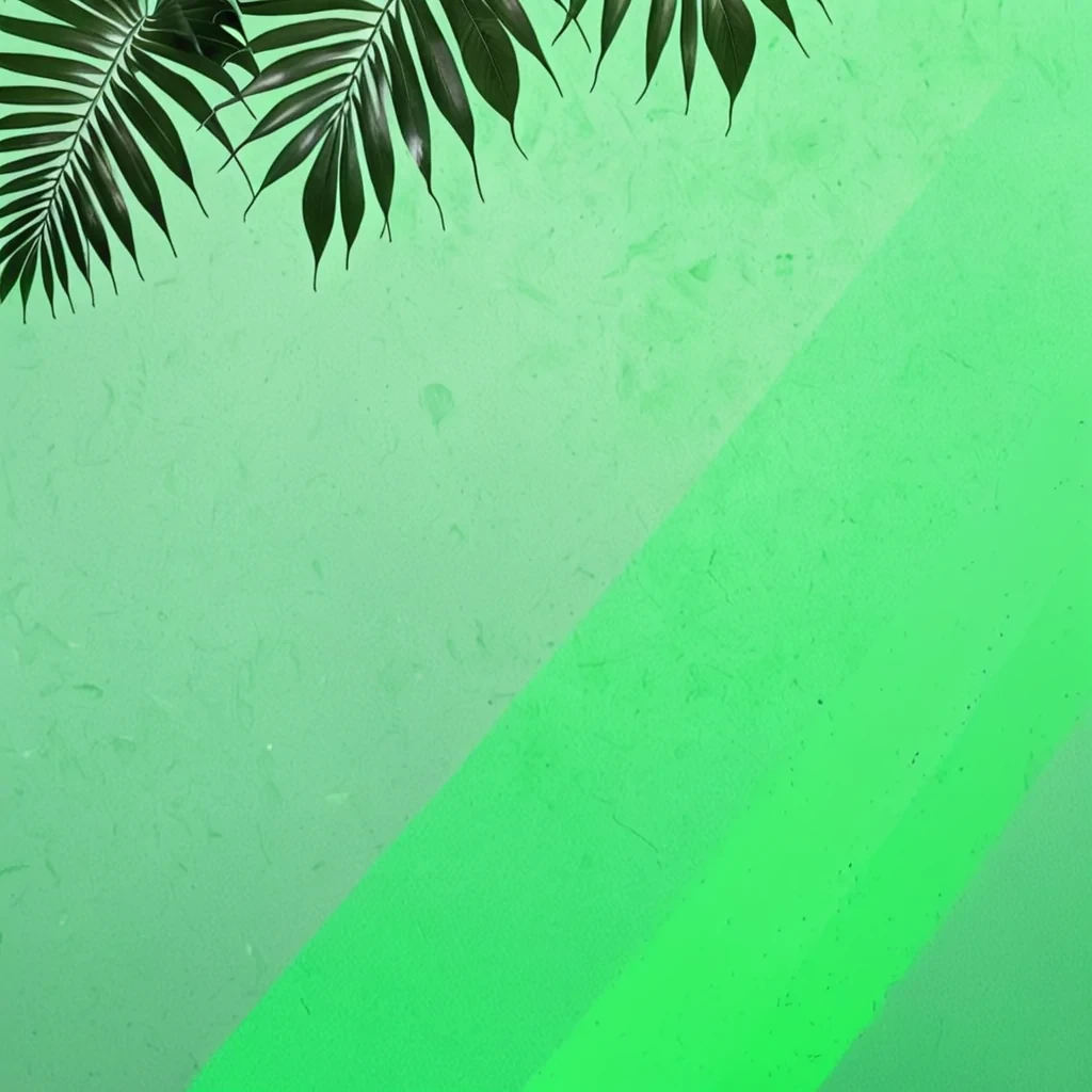 Vibrant Green Background with Tropical Leaves for Summer Vibes and