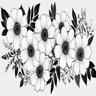 flower clipart black and white