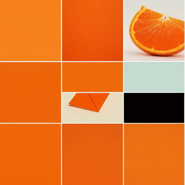 Exploring Vibrant Shades of Orange Through Color Swatches and Fresh Fruit