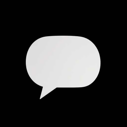 Create a high-resolution simple white speech bubble on a black background, using a Canon EOS R5, aperture f/2.8, ISO 100, 50mm lens, and a slight vignette effect for depth.