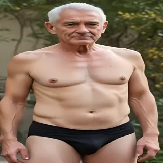 shirtless old men