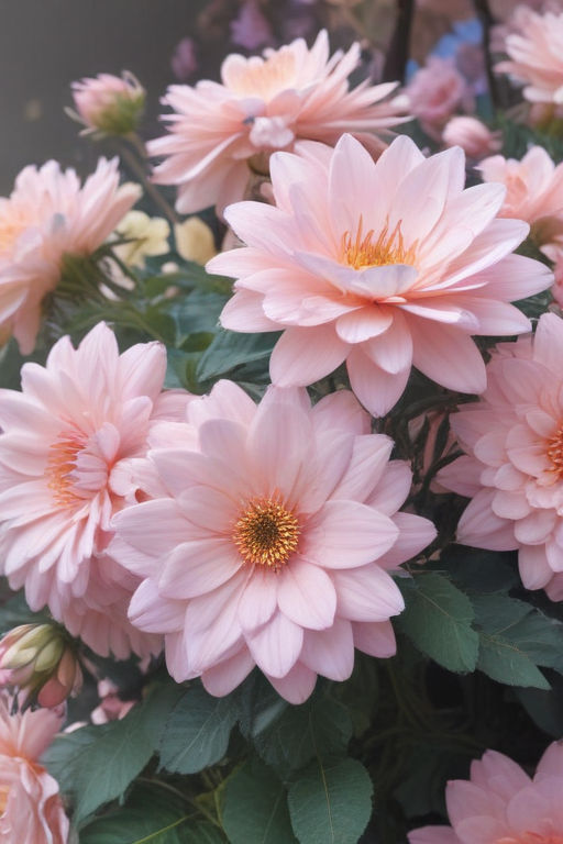 Delicate Pink Flowers Blooming Gracefully in a Lush Garden Setting.