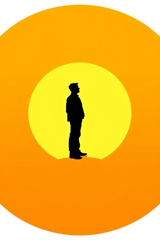 Create a simple silhouette of a person on a circular background with a gradient from yellow to brown.