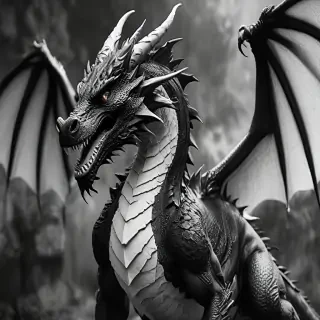 dragon black and white