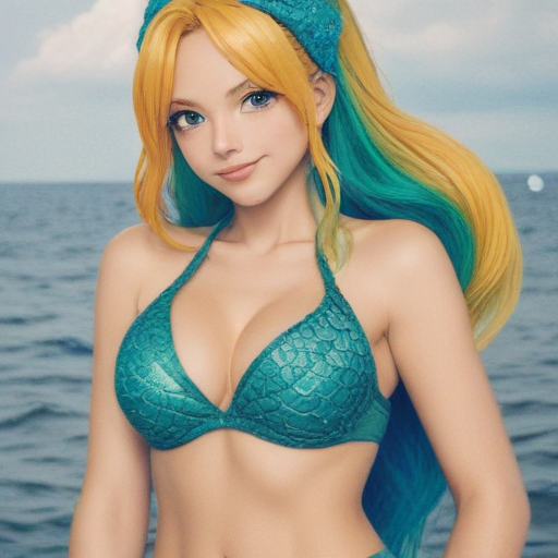 Nami from one piece as a mermaid in a manga panel