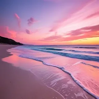 pink beach sunset