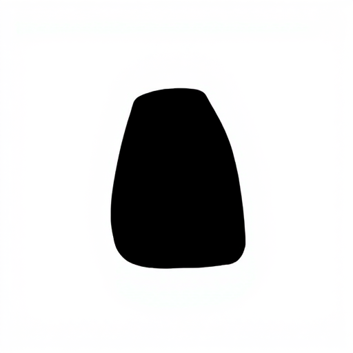 Generate a high-resolution image of a minimalistic black shape on a white background, captured with a DSLR camera at f/8 aperture, ISO 100, and a focal length of 50mm, using natural light for enhanced clarity and contrast.