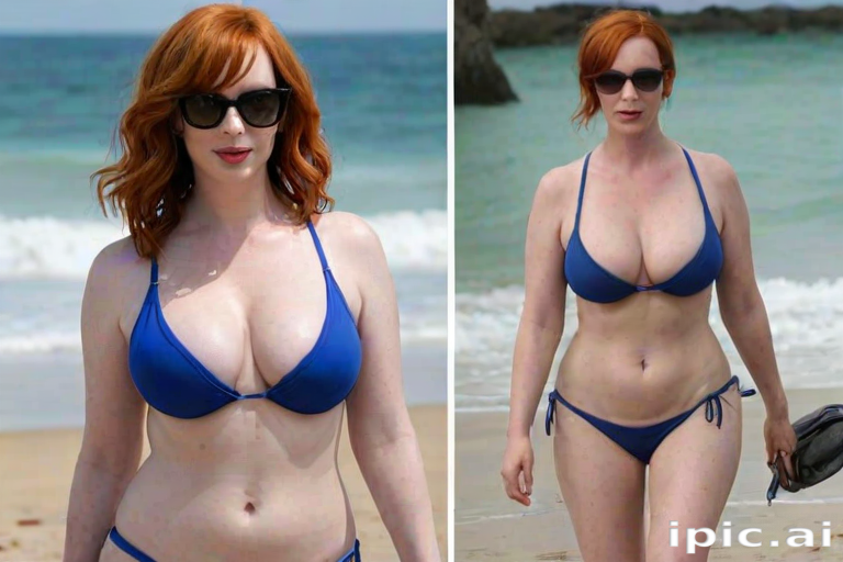 christina hendricks blue bikini