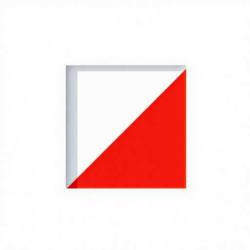 Create an image of a square divided diagonally with the top half colored yellow and the bottom half colored red, captured with a Canon EOS R5, 50mm lens, f/8 aperture, 1/100s shutter speed, in natural light, with a clean background for contrast.