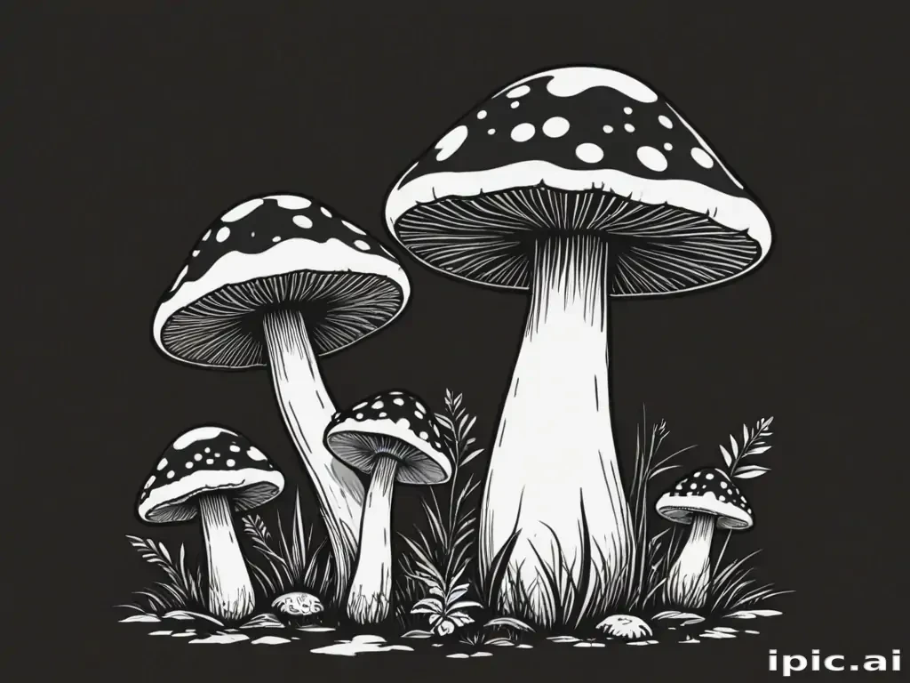 mushroom clipart black and white