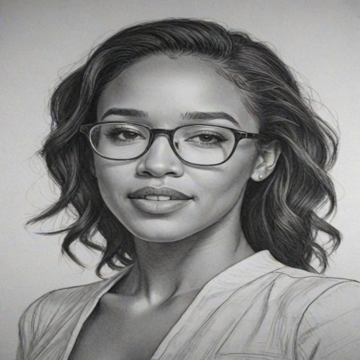 Beauteous Candice Patton, pencil sketch, portrait of Splendid woman 1977s in glasses, hair style beatnik, outline, clear lines, fine lines, 8k