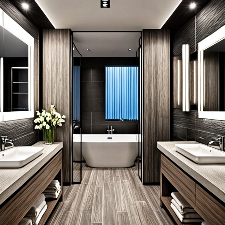 designer drawing a modern bathroom