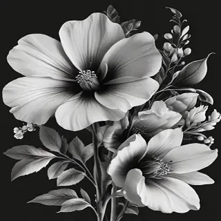 black and white flower png