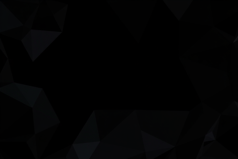 Generate a high-resolution abstract black polygonal background with sharp edges, using a DSLR camera at f/8, ISO 100, 50mm lens, shooting from an overhead view in HDR style for enhanced detail and depth.