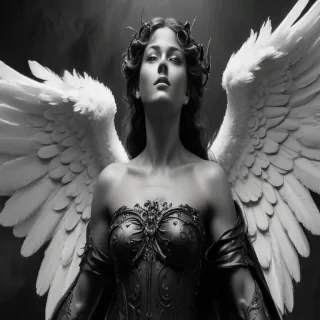 black and white angel