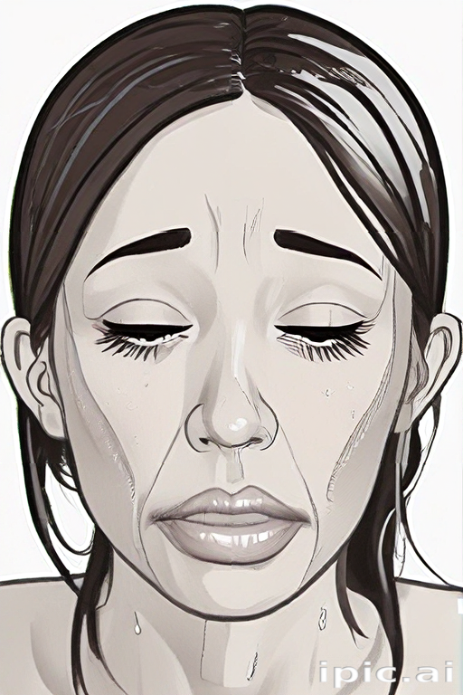 An Emotional Portrait of Sadness: Tears Streaming Down the Face