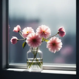 flowers behind glass wallpaper