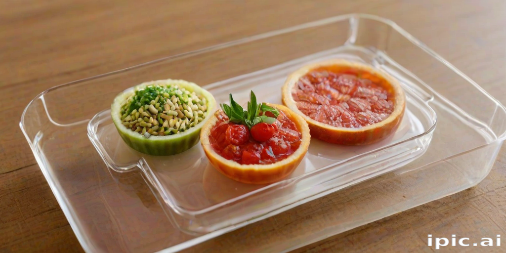 Colorful and Refreshing Fruit Desserts Served in Transparent Dish Display