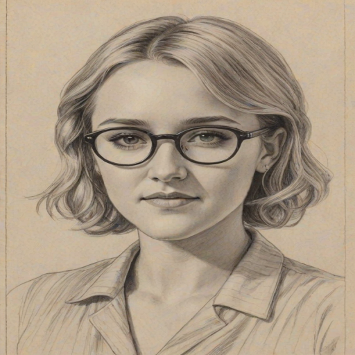 Comely Emily Osment, pencil sketch, portrait of Sublime woman 1926s in glasses, hair style beatnik, outline, clear lines, fine lines, 8k