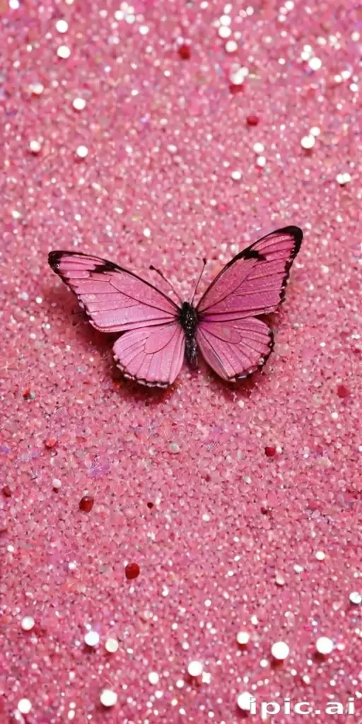 glitter pink butterfly wallpaper