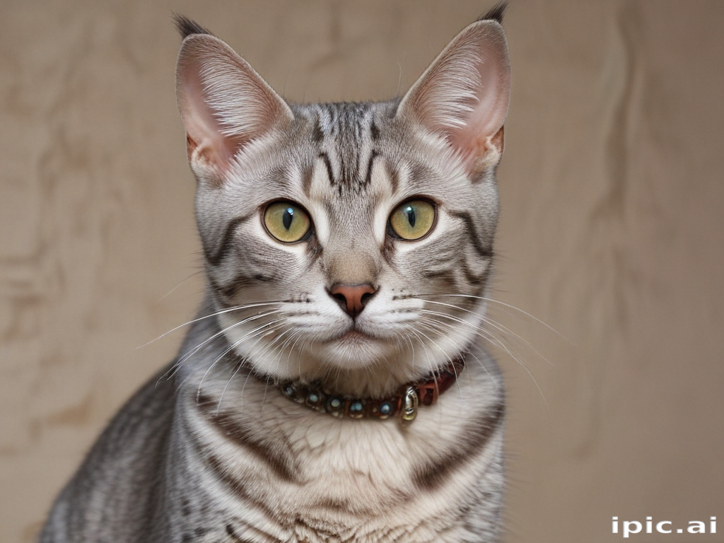 Beautiful Silver Tabby Cat with Striking Green Eyes and Unique Markings