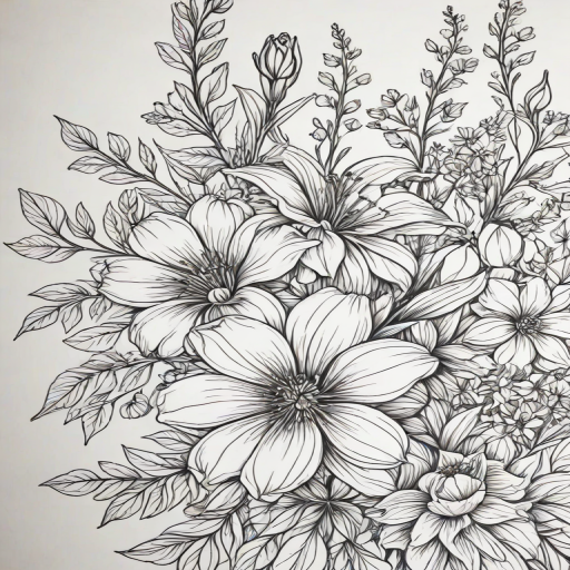 floral line art