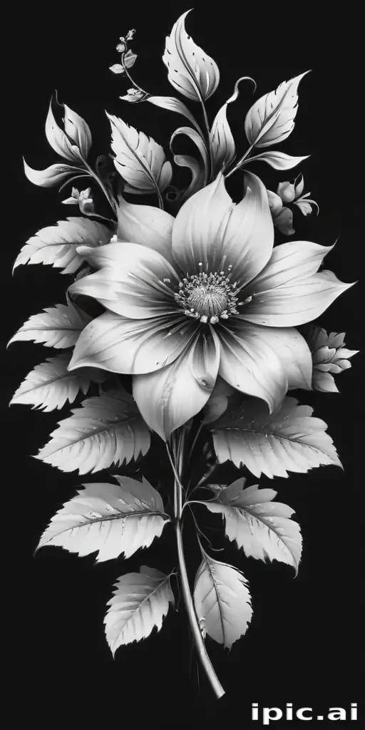 flower clip art black and white