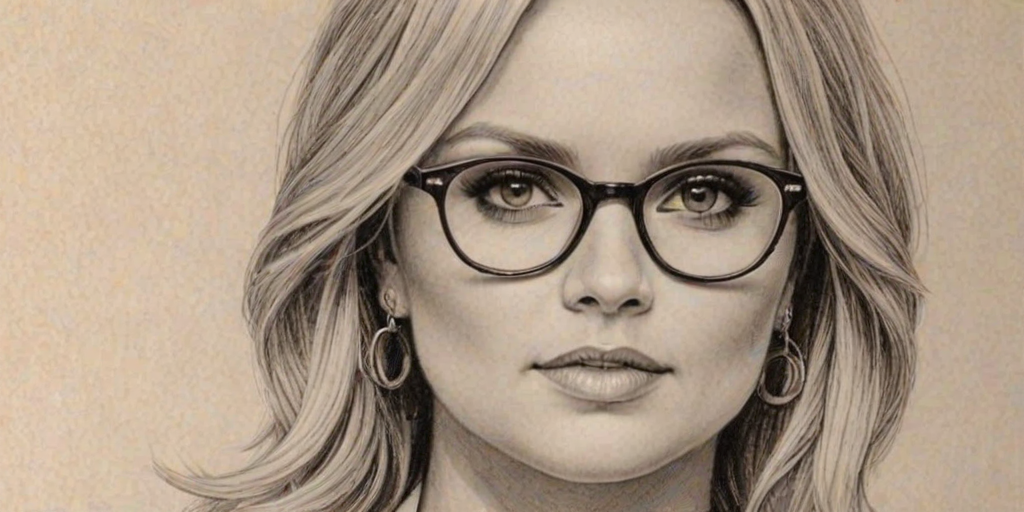 Wonderful Miranda Lambert, pencil sketch, portrait of Gorgeous woman 1923s in glasses, hair style beatnik, outline, clear lines, fine lines, 8k