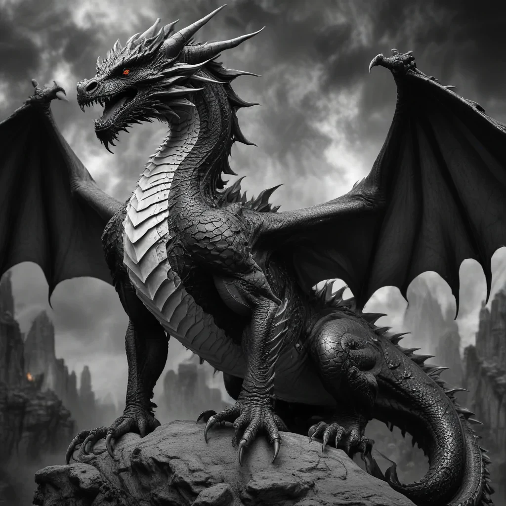 dragon black and white