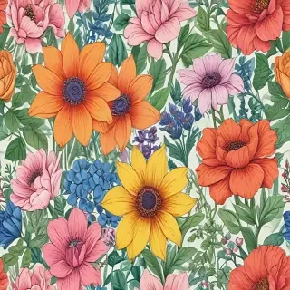 drawings of flowers in color