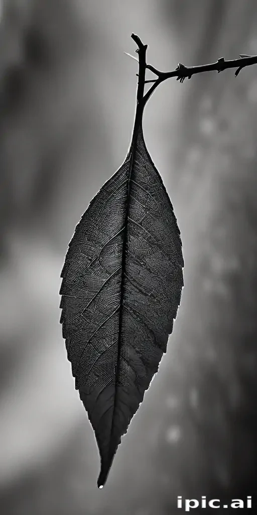 leaf in black and white