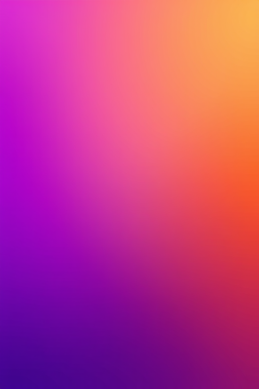 Create a smooth gradient background transitioning from deep purple to vibrant orange with a soft focus, using a DSLR camera at f/4 aperture, ISO 100, and a shutter speed of 1/60 seconds, captured from a high-angle view with a wide-angle lens to enhance image quality.