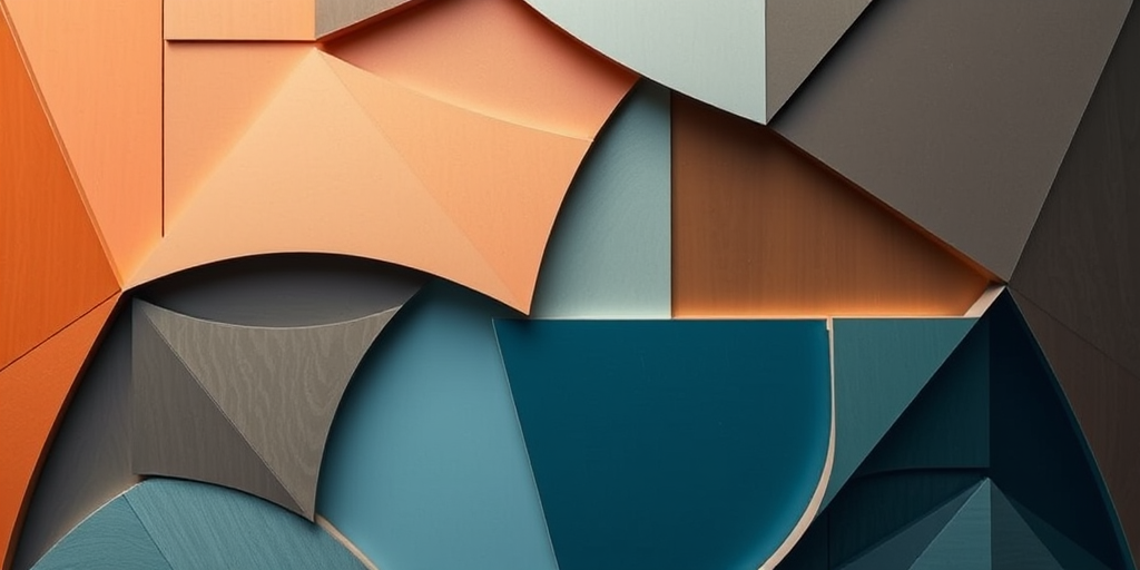 Create an abstract geometric design with varying shapes and sizes, shot with a Canon EOS R5, aperture f/8, ISO 100, shutter speed 1/125s, in a top-down view for enhanced clarity and details.