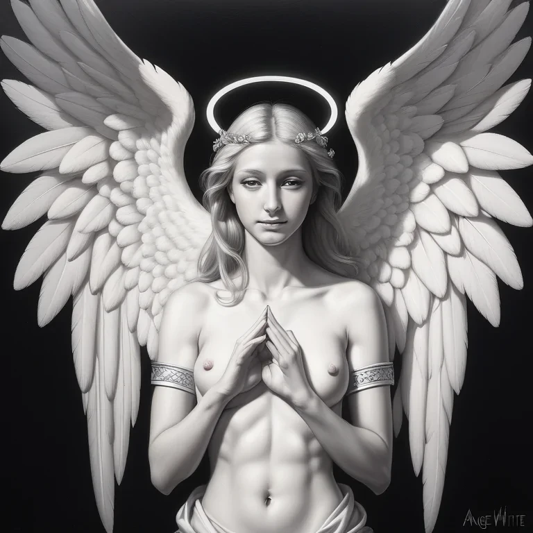 black and white angel drawings