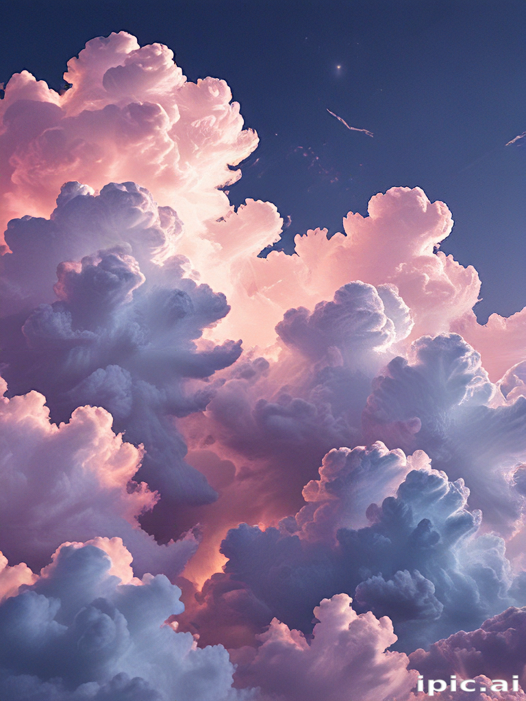 Majestic Cotton Candy Clouds Glowing Under a Serene Twilight Sky