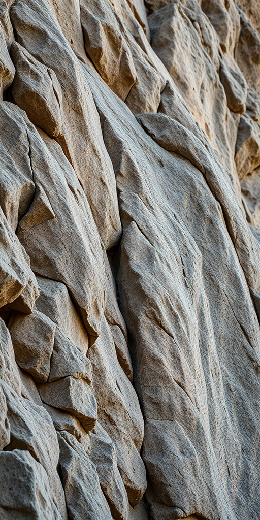 Create a detailed and realistic image of a rocky cliff face with textured stone surfaces, natural lighting, captured with a DSLR camera at f/8 aperture, ISO 100, and a wide-angle lens to emphasize depth, in a landscape orientation.