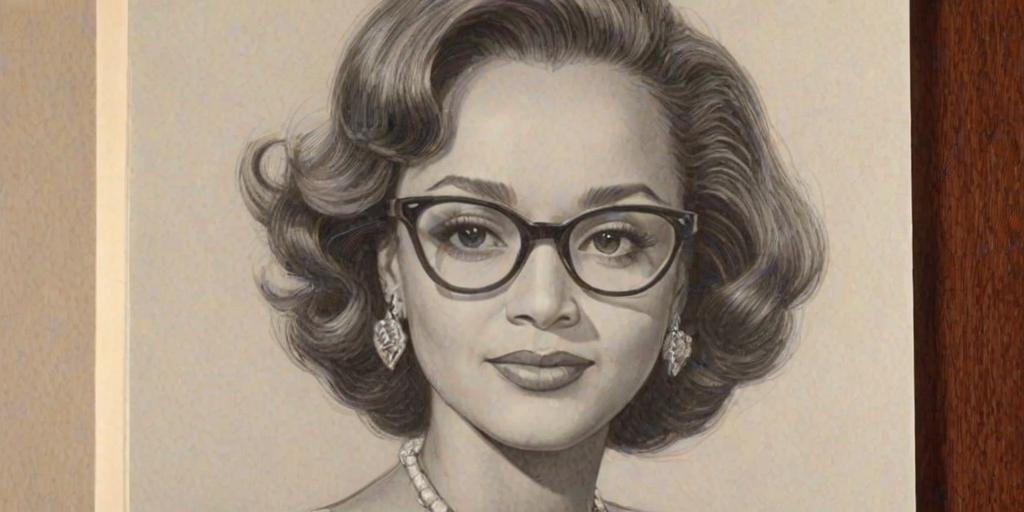 Comely Daphne Maxwell Reid, pencil sketch, portrait of Graceful woman 1959s in glasses, hair style beatnik, outline, clear lines, fine lines, 8k