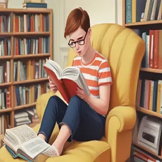 cartoon of reading