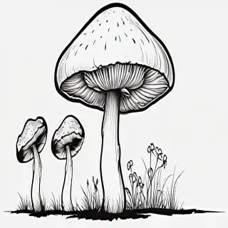 mushroom clipart black and white