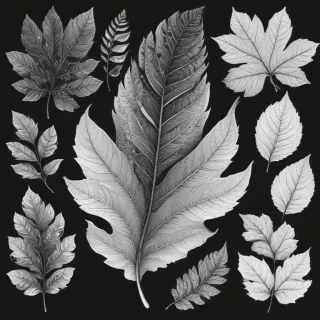 black and white leaf clip art