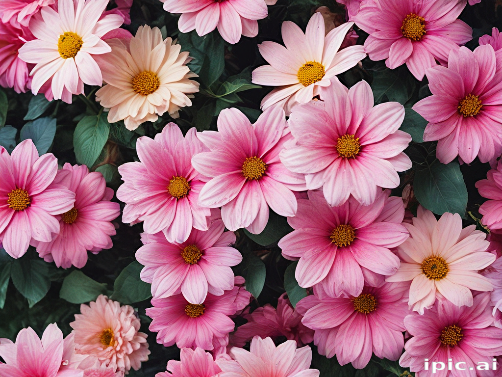 Pink Flowers Array A Beautiful Array of Pink and White Flowers in Full Bloom.