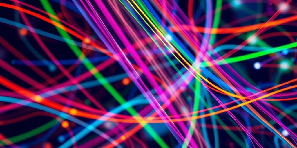 Create an abstract digital artwork featuring vibrant lines and colors in various patterns, using a DSLR camera with a 50mm lens, aperture set to f/1.8, ISO 100, focal length 50mm, in a portrait orientation to enhance depth of field and clarity.