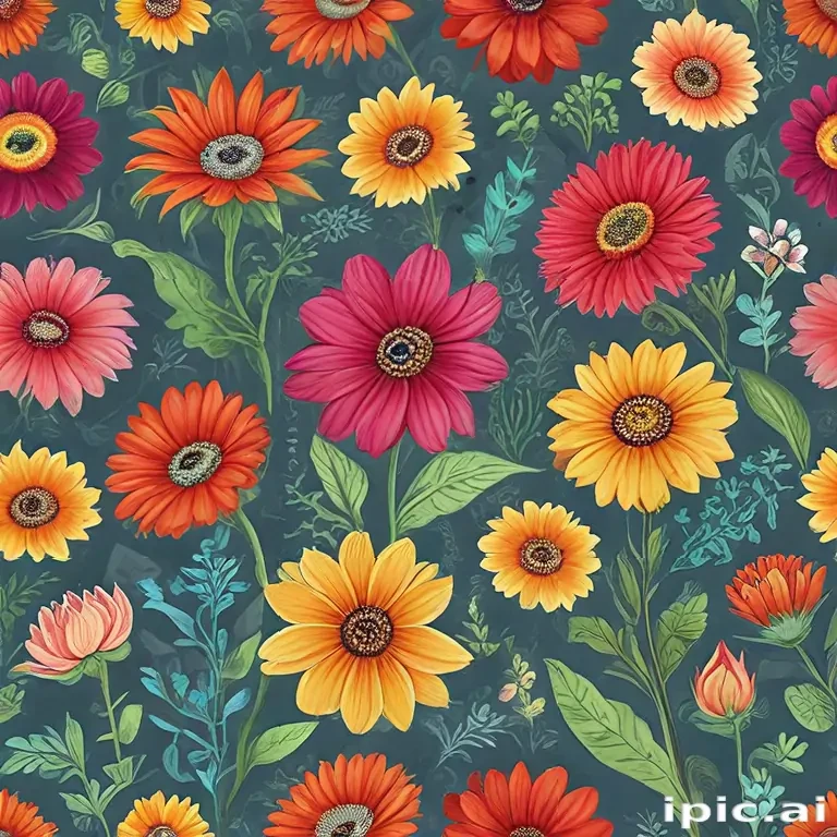 colored drawings of flowers